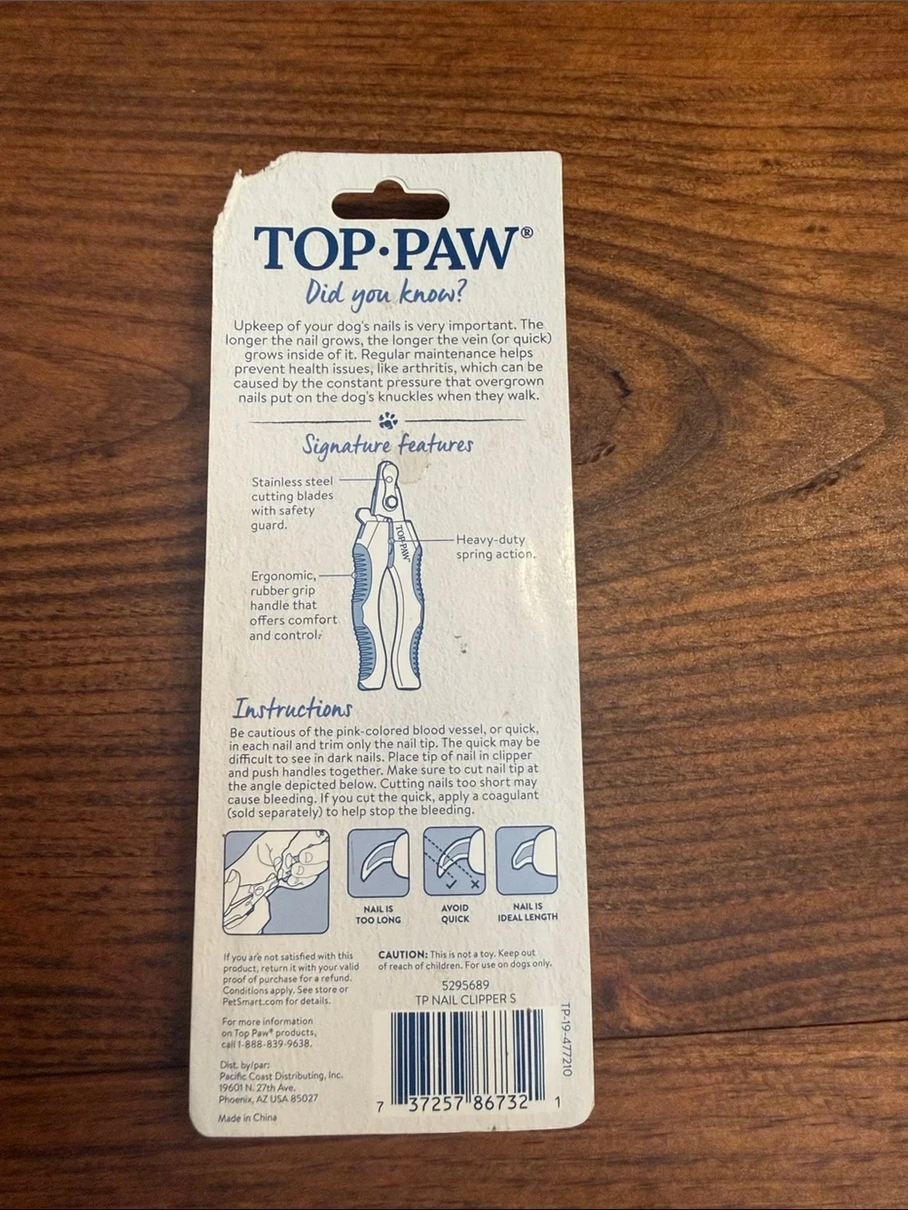 Top Paw Small Nail Clipper with Blue and Gray Comfort Grip